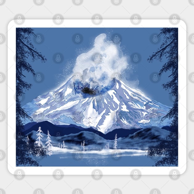 volcano...Mount Saint Helens Washington State USA Sticker by Salzanos